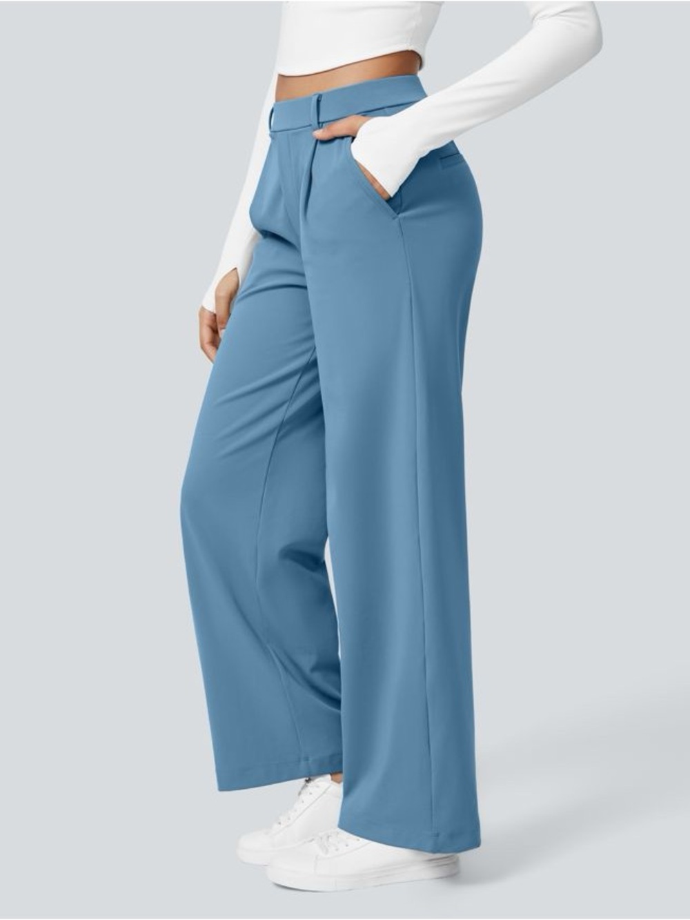 HALARA Wide-Leg High-Waist Pants - Blue